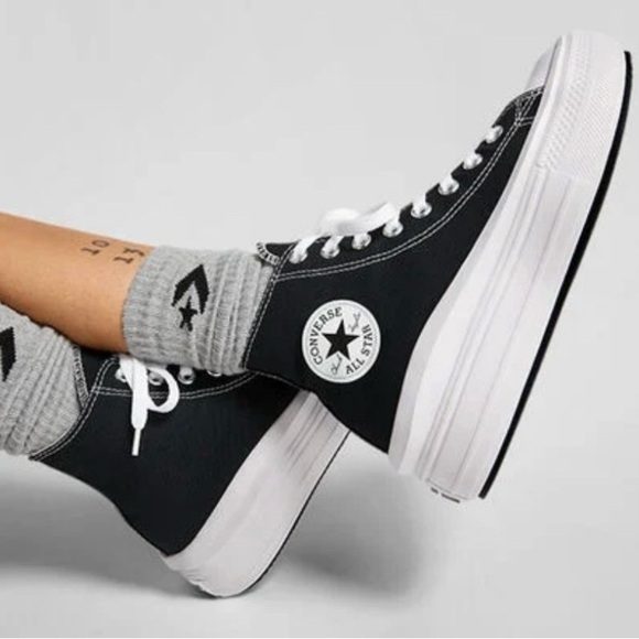converse chuck taylor all star move platform black/white size 5.5 - Picture 2 of 9